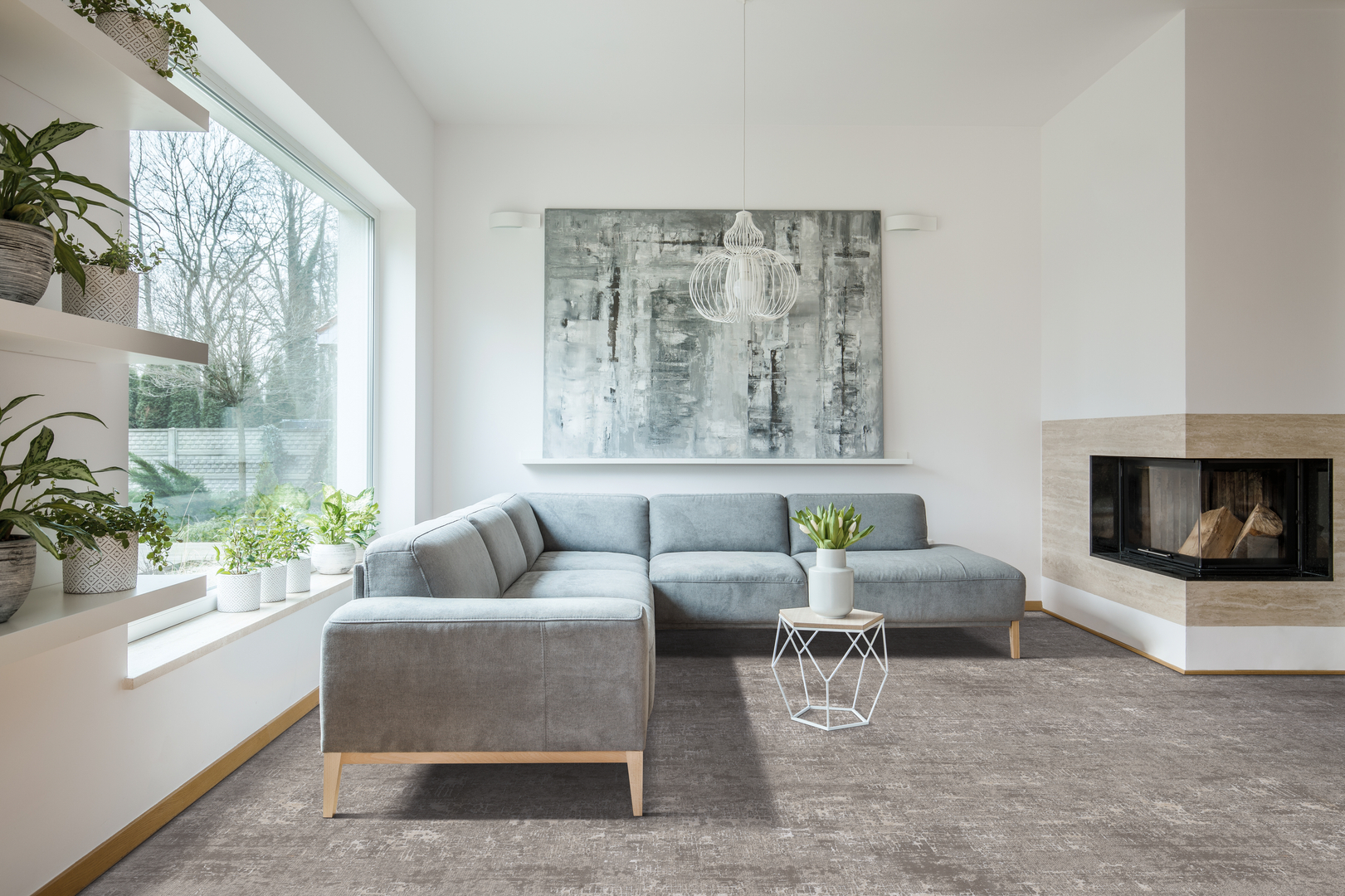 Gray carpet in a modern living room